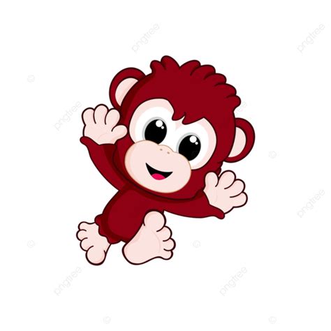 Hewan Kartun Anak Anak Hewan Monyet Merah Monyet Kecil Kartun Anak