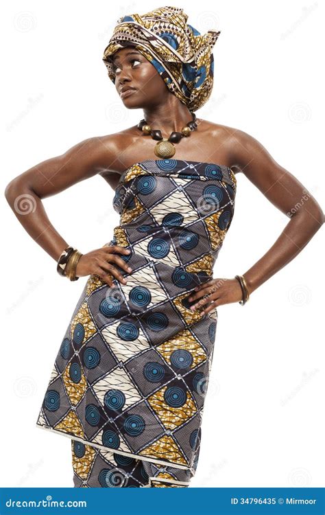 Beautiful African Fashion Model In Traditional Dress Stock Image