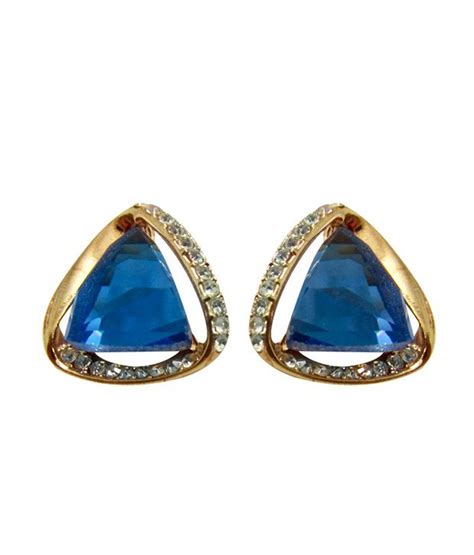 Jewelz Stud Blue White Stone With Golden Meral Base Earring Buy