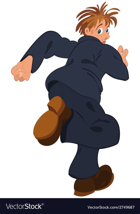 Cartoon Man In Blue Suit Running Away Royalty Free Vector