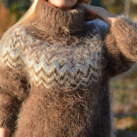 Hand Knitted Mohair Sweater Icelandic Norwegian Black Fuzzy Etsy