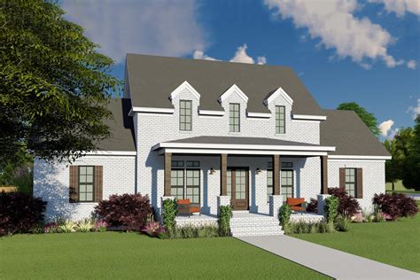 Brick Clad Two Story House Plan With Front And Rear Porch 9785al