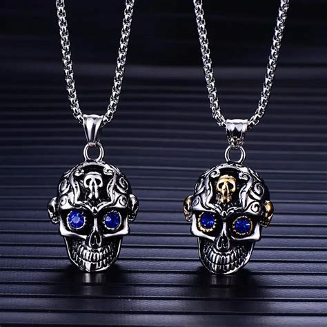 Zfvb Hiphop Punk Skull Pendants Necklace For Men Jewelry Stainless