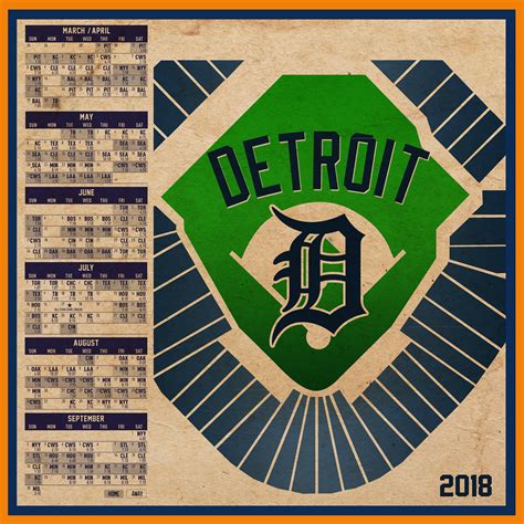 Detroit Tigers 2018 Schedule Print Etsy
