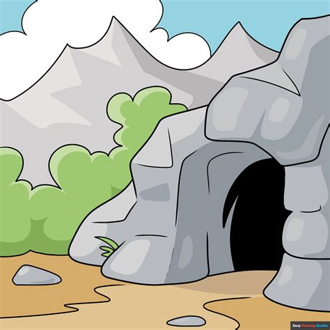 How To Draw A Cave Really Easy Drawing Tutorial