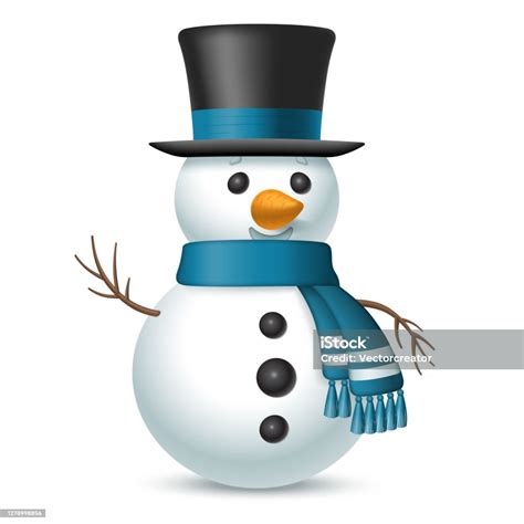 Christmas Snowman With Tophat And Scarf Stock Illustration Download