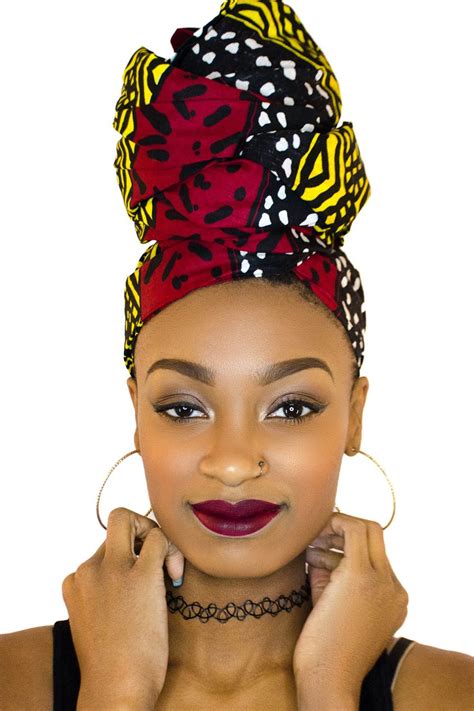 Red Royale African Headwrap Kente Scarves Ankara Headwraps African Headwrap Head Wraps Hair