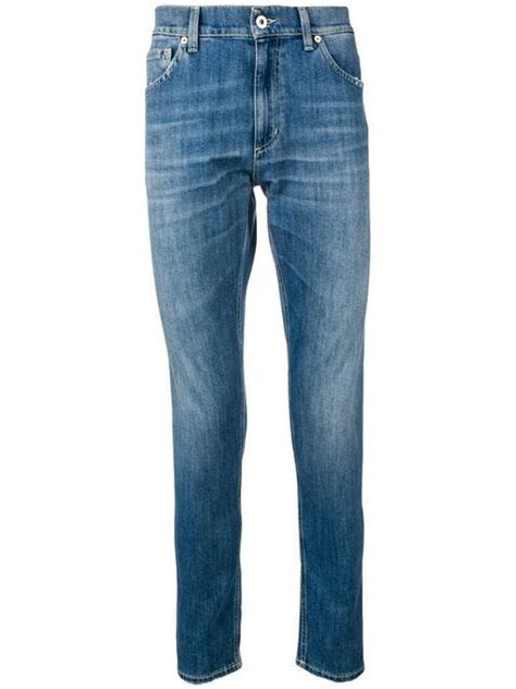 Dondup Washed Slim Jeans In Blue Modesens