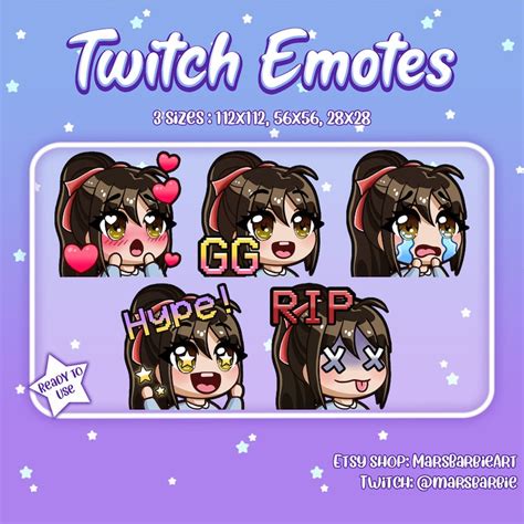 Twitch Emotes Cute Chibi Emotes For Streamers Kawaii Cute Etsy