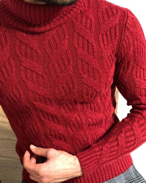 Buy Red Slim Fit Turtleneck Sweater By With Free Shipping