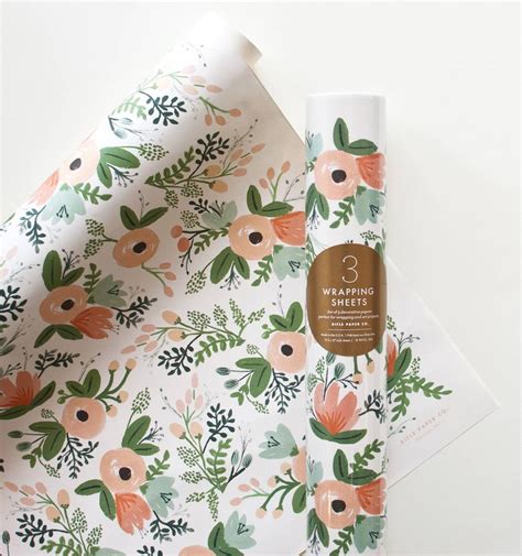 Wildflower Set Of 3 Rolled Wrapping Sheets Wrapping Paper Sheets
