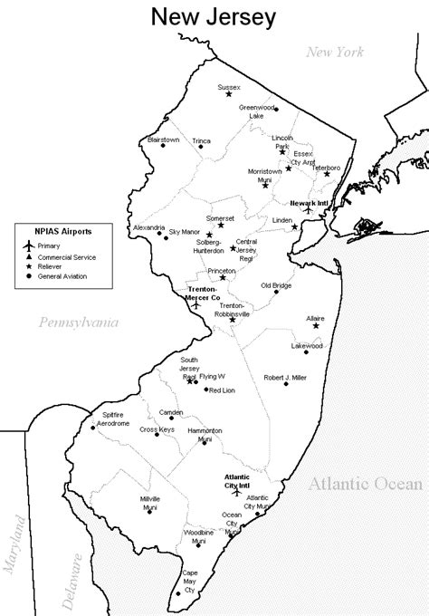New Jersey Airports Map Tourist Map Of English