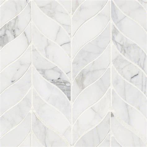 Calacatta Cressa Leaf Pattern Honed Marble Mosaic Tile In White