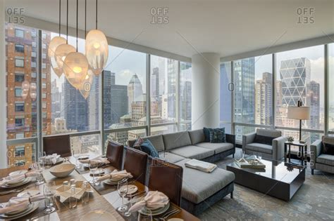 New York Ny July 27 2015 Interior Of Luxury Apartment With View Of