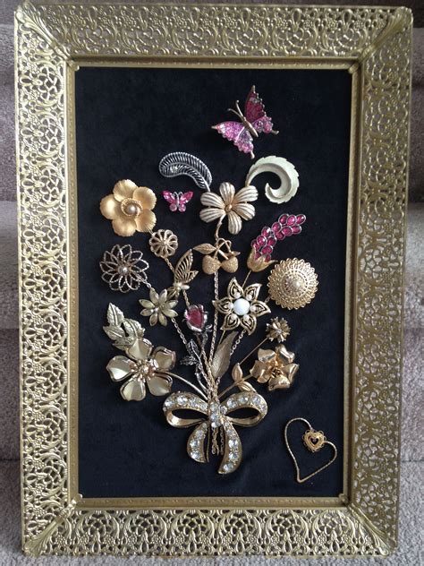 Jewelry Flowers On Velvet Framed By An Old Mirror Frame The Crafty