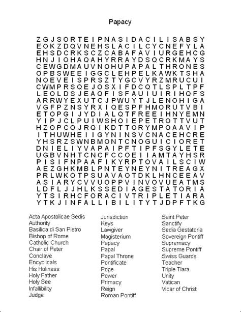 ™ Word Search Papacy