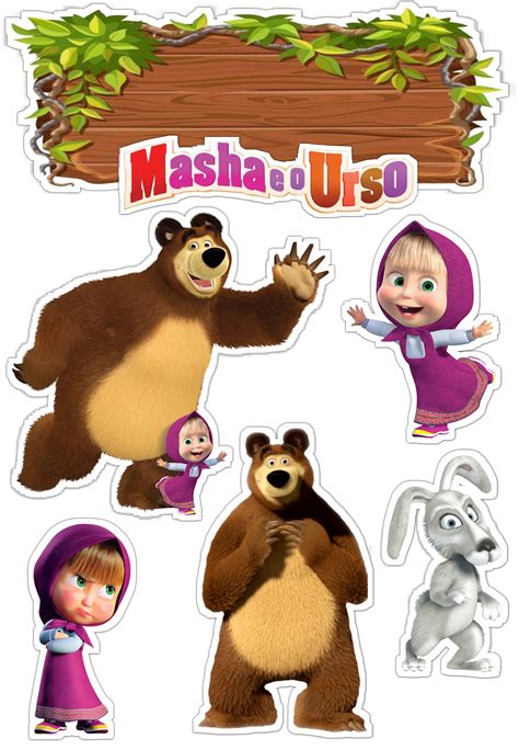 masha and uso stickers are shown in this image with the characters behind them