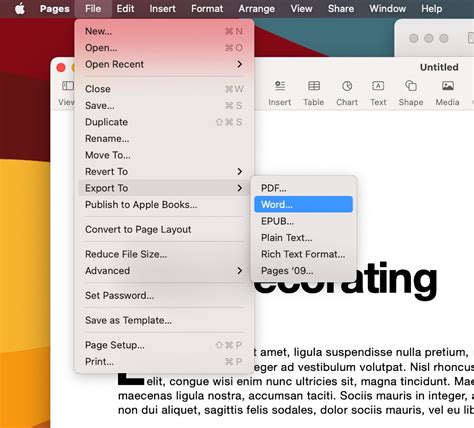 Convert Apple Pages Document To Microsoft Word Docx On Mac Tutorial