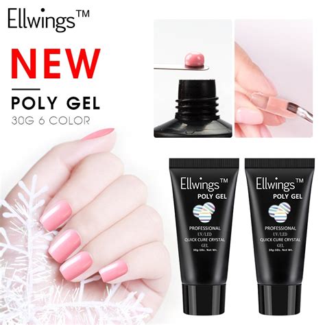 Ellwings G Crystal Jelly Poly Gel Nails Tip Transparent Clear Pink