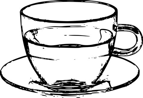 Clipart Glass Cup With Saucer Line Art