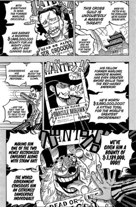 Crocodile Mihawk And Buggys New Bounties One Piece Know Your Meme