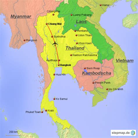 Bangkok Chiang Mai von sterzmax Landkarte für Asien