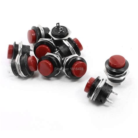 10pcs R13 507 Spst 2 Terminals Momentary Push Button Switches Ac 250v