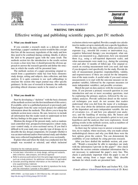 effective writing  publishing scientific papers part iv methods