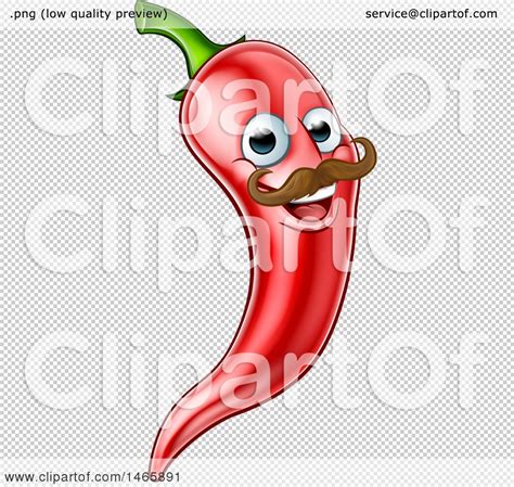 Clipart Of A Happy Red Chile Pepper Mascot Character With A Mustache