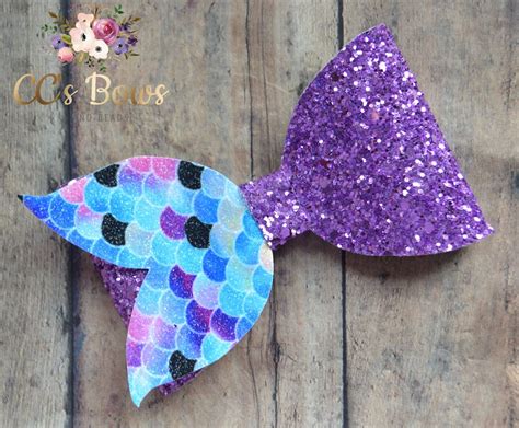 Mermaid Hair Bow Purple Glitter Hair Accessories Summer Hair Clips