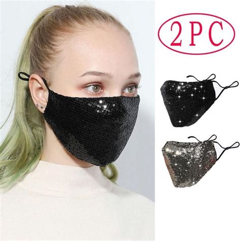 Pack Of 2x Sequins Face Masks Mask Face Mask Fashion Dust Mask