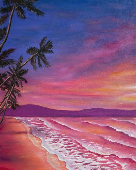 Hawaiian Sunset Print Sunset Painting Ocean Painting Etsy