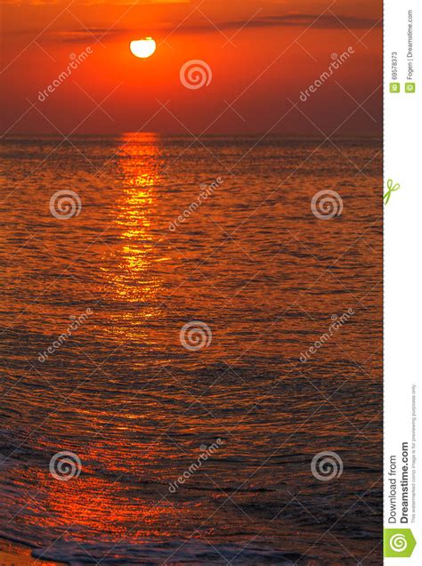 Red Sunset Over Water Stock Image Image Of Water Beauty