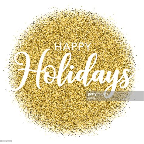 Golden Glitter Happy Holidays Typography On Transparent Background High