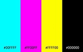 CMYK colors scheme with HEX codes. Cyan, magenta, yellow and black ...