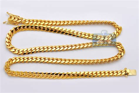 Solid 24k Yellow Gold Miami Cuban Link Mens Chain 8 Mm