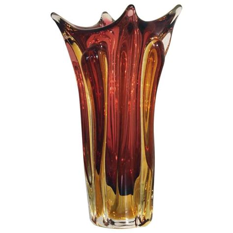 Vintage Mid 20th Century Italian Murano Glass Sommerso Vase Warehouse 414