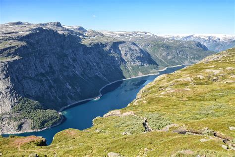 Blick Auf Ringedalsvatnet Zwischen Skjeggedal Und Trolltunga In