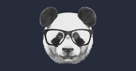 Panda With Glasses Panda Pin Teepublic