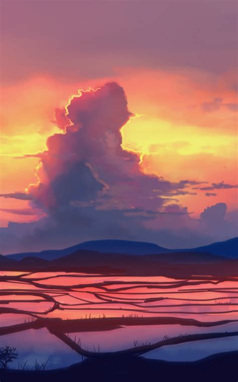 Download 1600x2560 Anime Landscape Beyond The Clouds