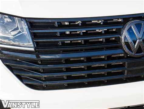 Full Front Gloss Black Badged Grille - VW T6.1 19 - Vanstyle
