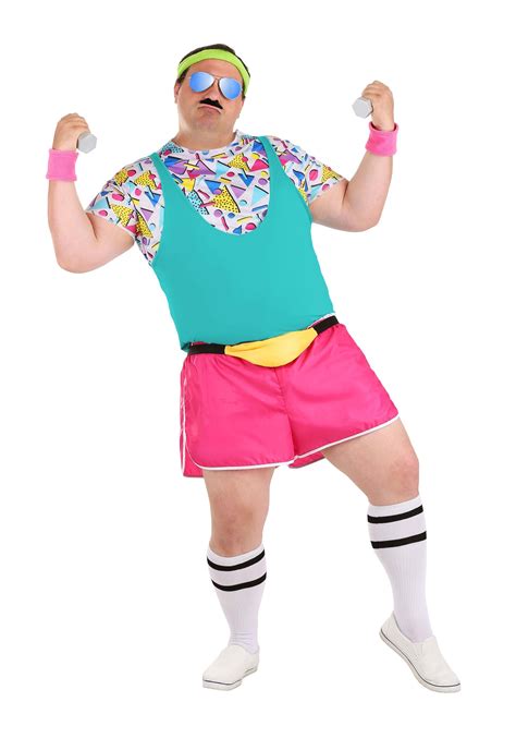 Plus Size Work It Out 80s Costume For Men