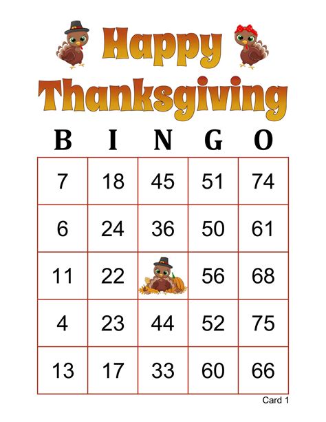 1000 Thanksgiving Bingo Cards 1 2 And 4 Per Page Instant Printable
