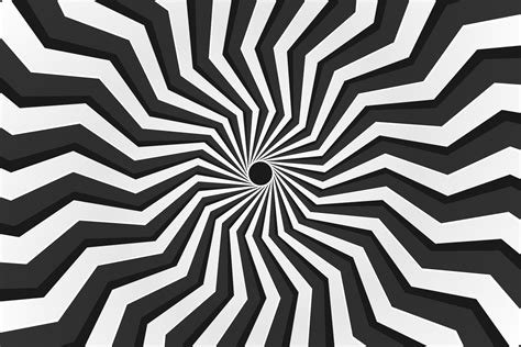 Black And White Psychedelic Optical Illusion Sunburst Abstract