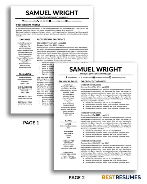 Review our writing tips to learn everything you product managers help companies develop winning products. Modern Resume Template Samuel Wright - BestResumes.info