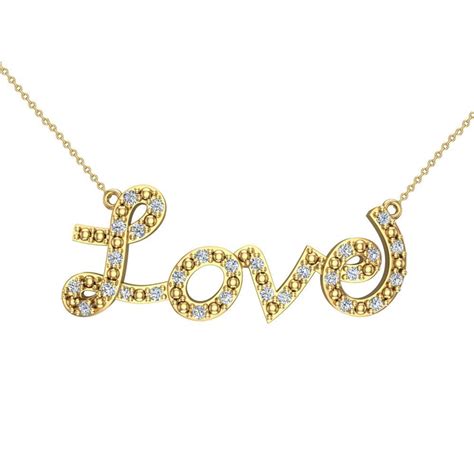 Glitz Design 032 Ct Diamond Love Necklace 14k Gold Glitzdesign G H
