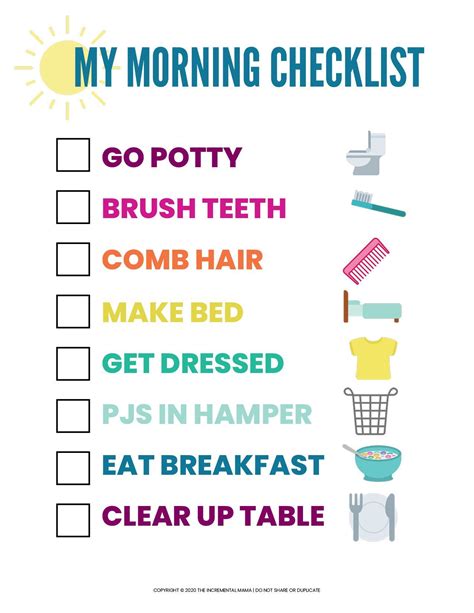 Free Printable Morning Routine Chart For Toddlers With Pictures