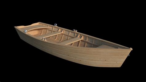 3d Wooden Flat Bottom Rowing Boat Cgtrader