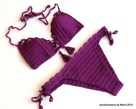 crochet bikini purple color swimsuit women swimwear crochet etsy