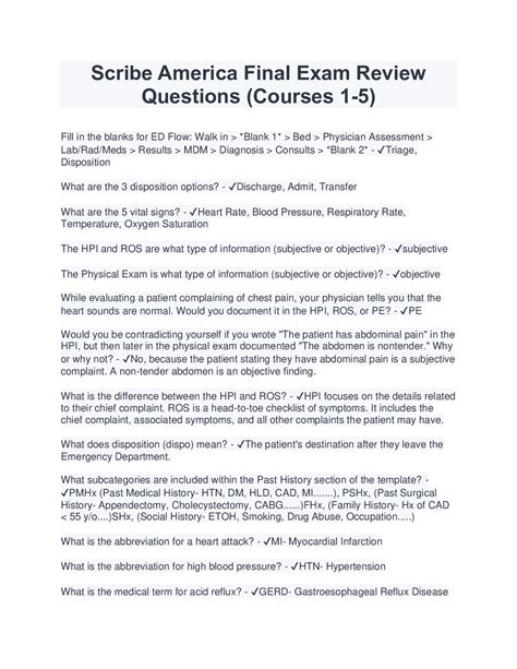 Scribe America Final Exam Review Questions Courses 1 5 Latest 20232024 Browsegrades